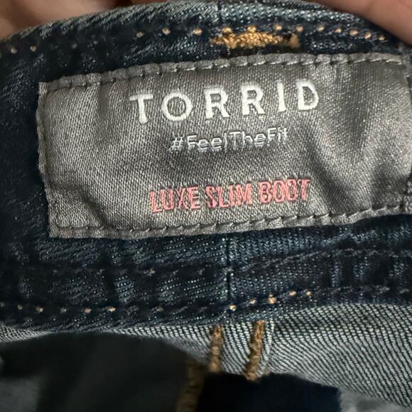 Torrid luxe slim boot jeans dark wash denim flare mid rise plus size 20R - Picture 5 of 12